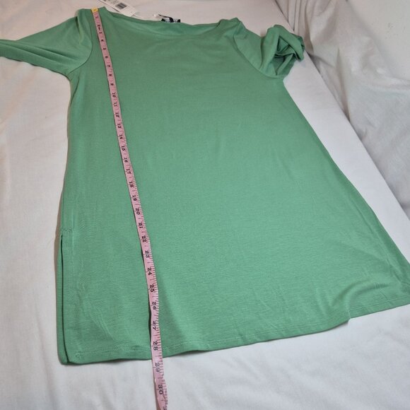 Eileen Fisher Women's Tunic Size XS Boat Neck Slit Side Long Length Top Green 60 - Picture 10 of 10